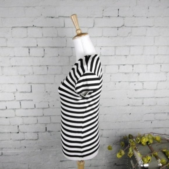 Elan Black and White Striped One-Shoulder Top - Picture 2 of 5